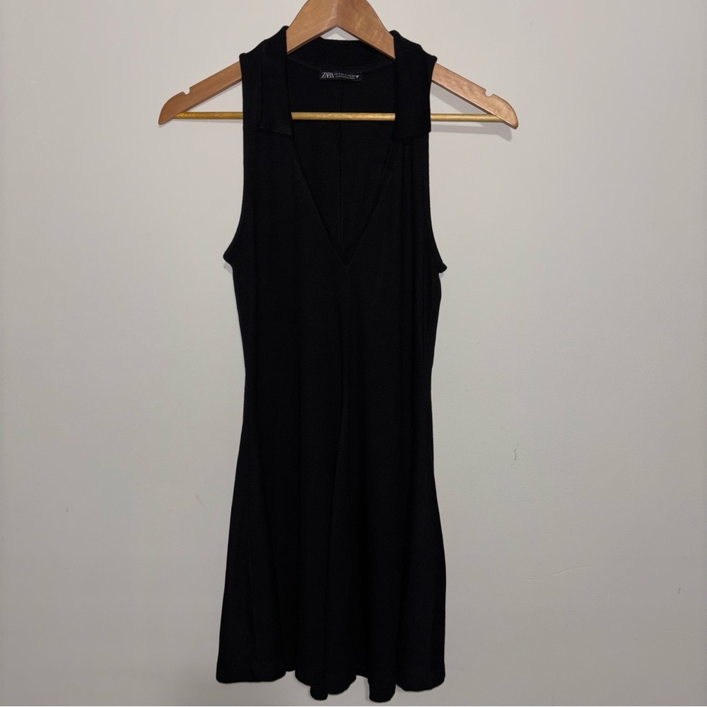 Zara Black Sleeveless Dress with Collar | Wms Sz S